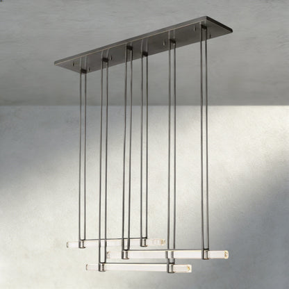 72" / Bronze Audubon Crystal Triple Bar Linear Chandelier 60", 72"