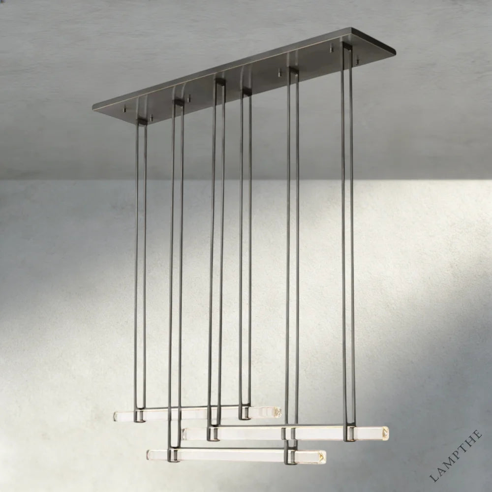72" / Bronze Audubon Crystal Triple Bar Linear Chandelier 60", 72"