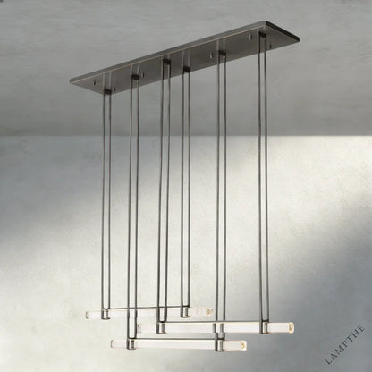 72" / Bronze Audubon Crystal Triple Bar Linear Chandelier 60", 72"