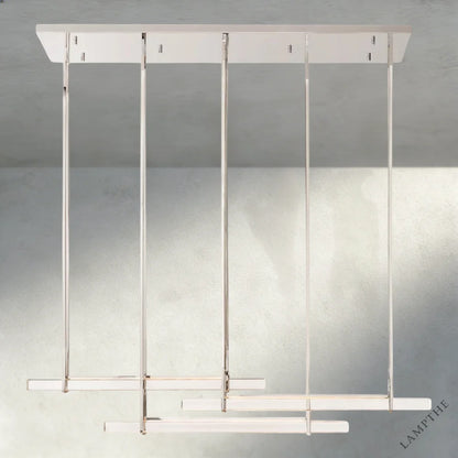 60" / Nickle Audubon Crystal Triple Bar Linear Chandelier 60", 72"