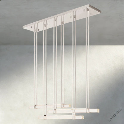 72" / Nickle Audubon Crystal Triple Bar Linear Chandelier 60", 72"