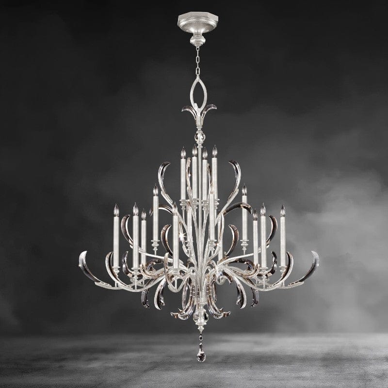 Nickel Beveled Arcs 16 - Light Chandelier