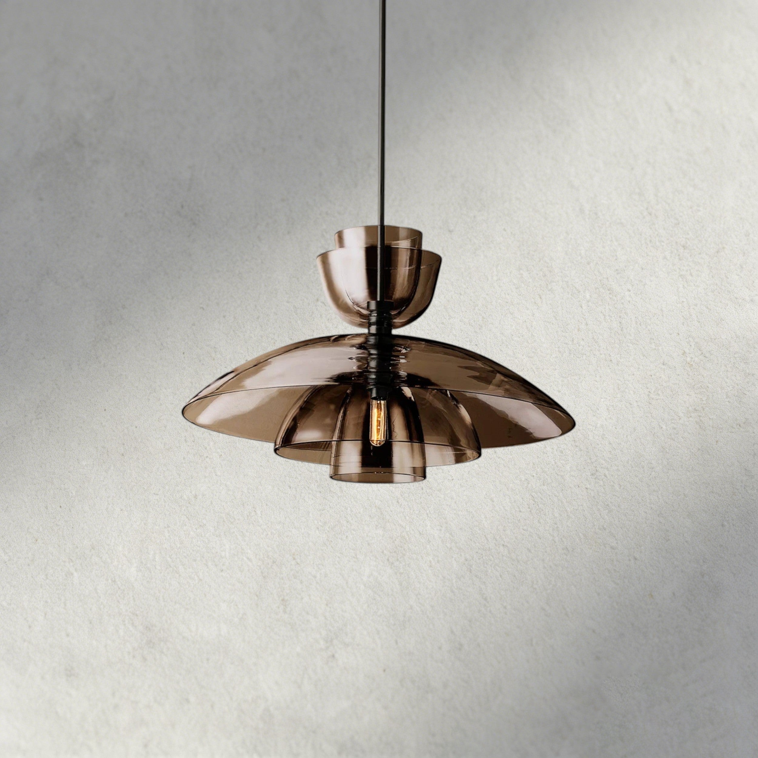 Bronze / Amber Glass Blom Cloche Grand Pendant