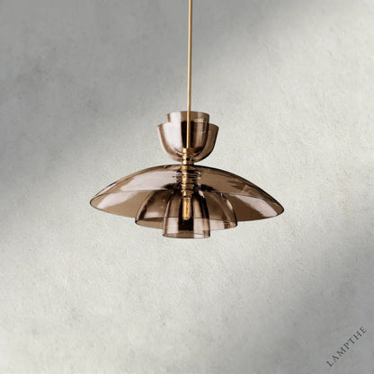 Brass / Amber Glass Blom Cloche Grand Pendant