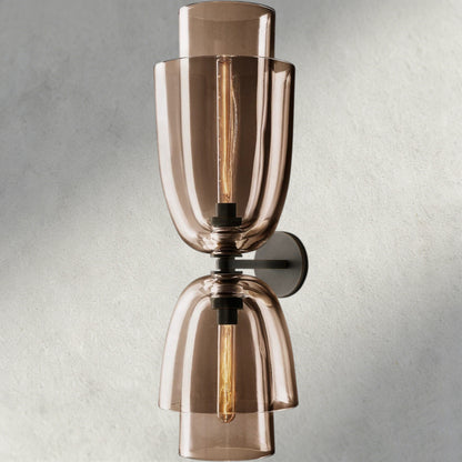 Bronze / Amber Glass Blom Glass Cloche Grand Sconce