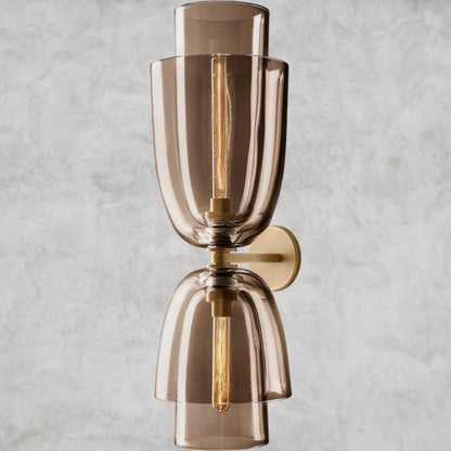 Brass / Amber Glass Blom Glass Cloche Grand Sconce