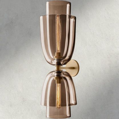 Brass / Amber Glass Blom Glass Cloche Grand Sconce