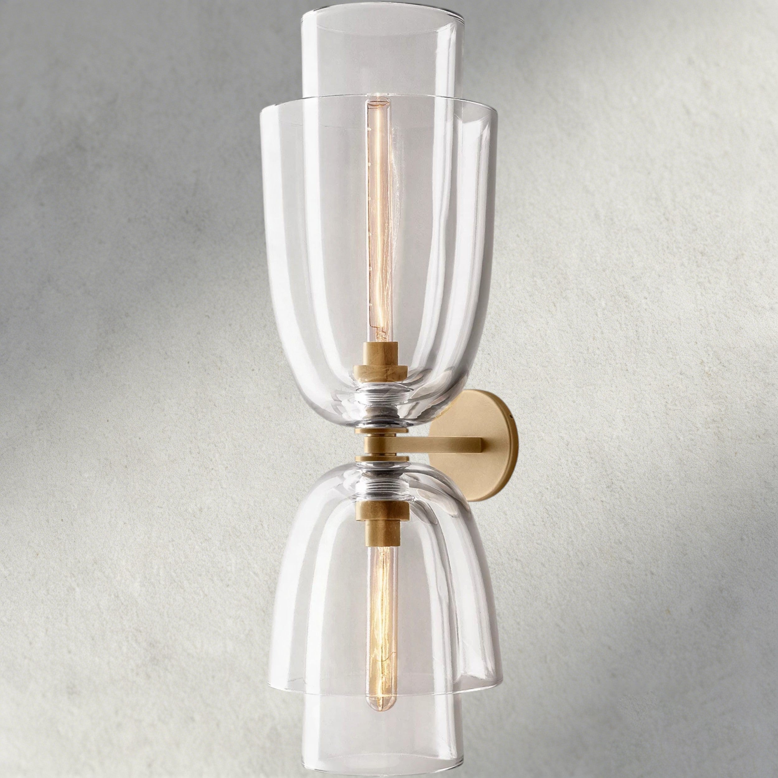 Brass / Clear Glass Blom Glass Cloche Grand Sconce