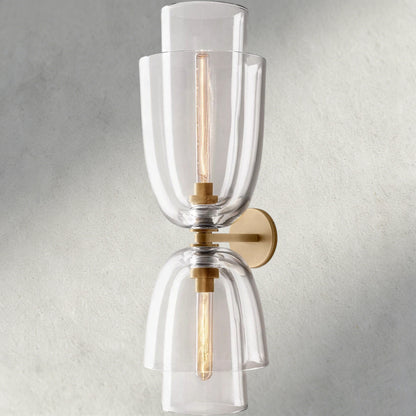 Brass / Clear Glass Blom Glass Cloche Grand Sconce