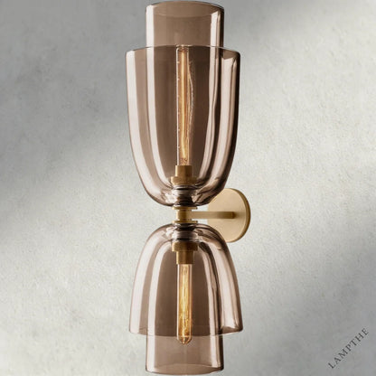 Brass / Amber Glass Blom Glass Cloche Grand Sconce