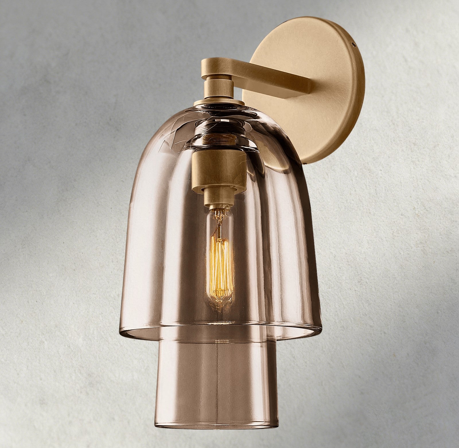 Brass / Amber Glass Blom Glass Flute Sconce