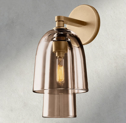 Brass / Amber Glass Blom Glass Flute Sconce