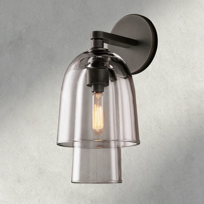 Bronze / Clear Glass Blom Glass Flute Sconce