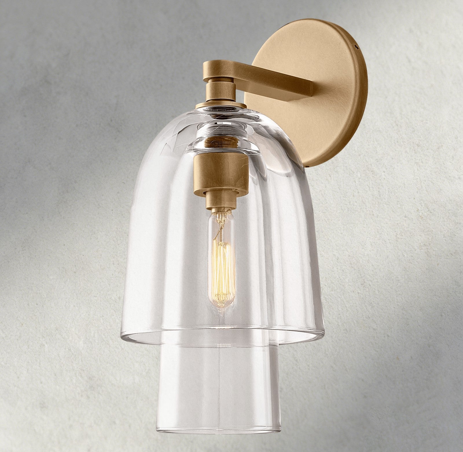 Brass / Clear Glass Blom Glass Flute Sconce