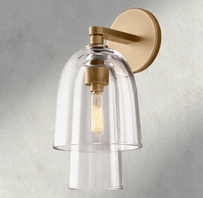 Brass / Clear Glass Blom Glass Flute Sconce
