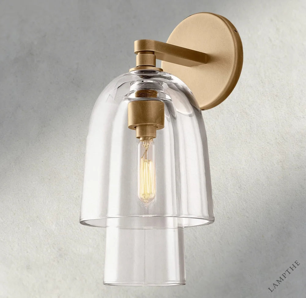 Brass / Clear Glass Blom Glass Flute Sconce