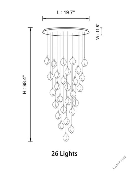 26 Lights | Ellipse style / Emitting warm white lighting Bloom Chandelier 26/ 36/ 56/ 66/ 96 Lights