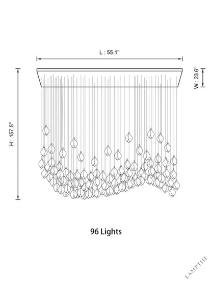 96 Lights | Waving style / Emitting warm white lighting Bloom Chandelier 26/ 36/ 56/ 66/ 96 Lights
