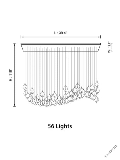 56 Lights | Waving style / Emitting warm white lighting Bloom Chandelier 26/ 36/ 56/ 66/ 96 Lights