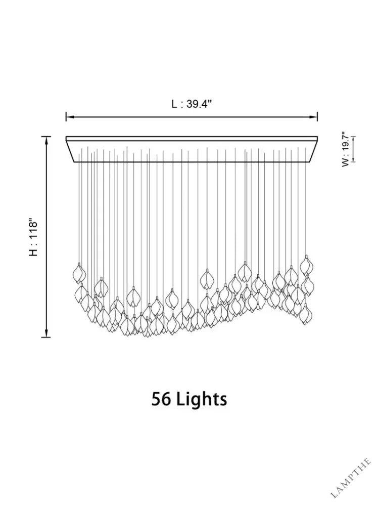 56 Lights | Waving style / Emitting warm white lighting Bloom Chandelier 26/ 36/ 56/ 66/ 96 Lights