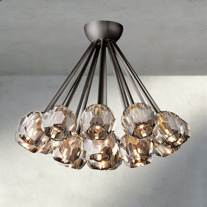 Smoke / Bronze Boule De Clear/ Smoke Cristal Flushmount 24"
