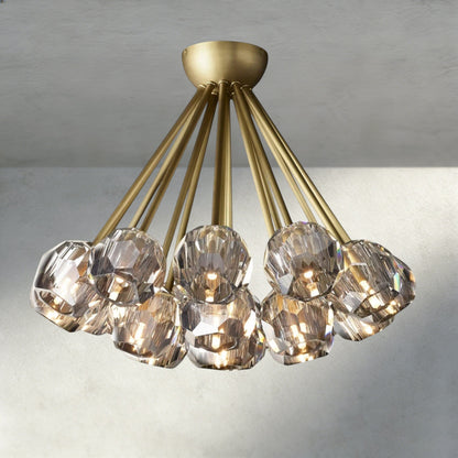 Smoke / Brass Boule De Clear/ Smoke Cristal Flushmount 24"