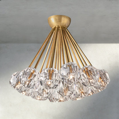 Clear / Brass Boule De Clear/ Smoke Cristal Flushmount 24"