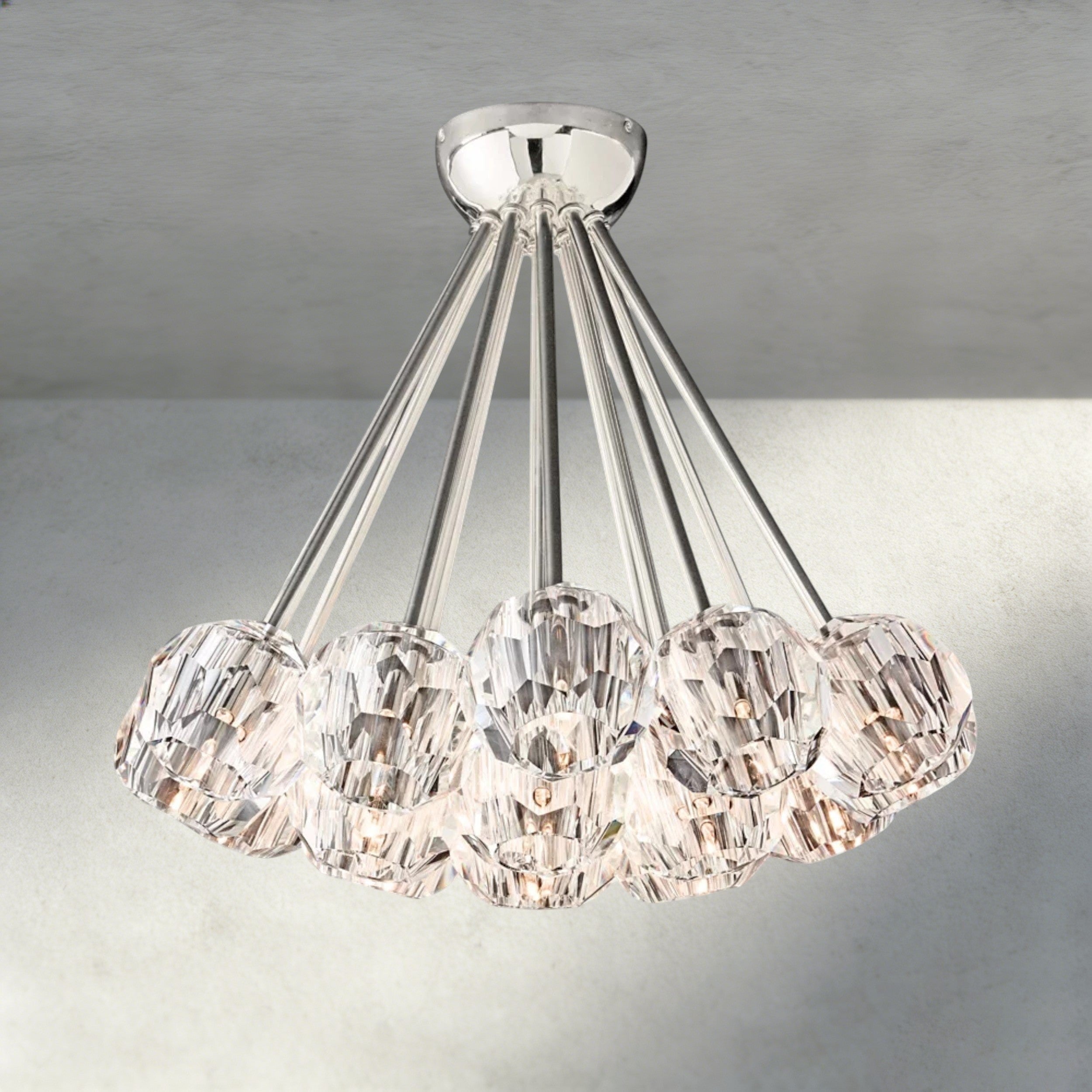 Clear / Nickle Boule De Clear/ Smoke Cristal Flushmount 24"