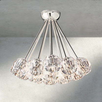 Clear / Nickle Boule De Clear/ Smoke Cristal Flushmount 24"