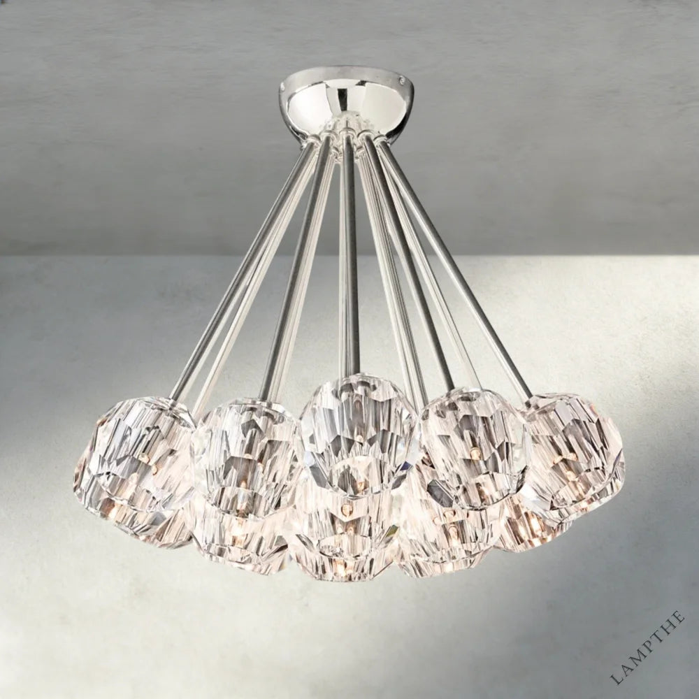 Clear / Nickle Boule De Clear/ Smoke Cristal Flushmount 24"