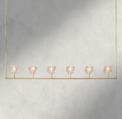 60" / Brass Boule De Cristal Clear Glass Linear Chandelier 48", 60"