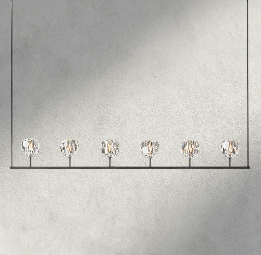 60" / Bronze Boule De Cristal Clear Glass Linear Chandelier 48", 60"