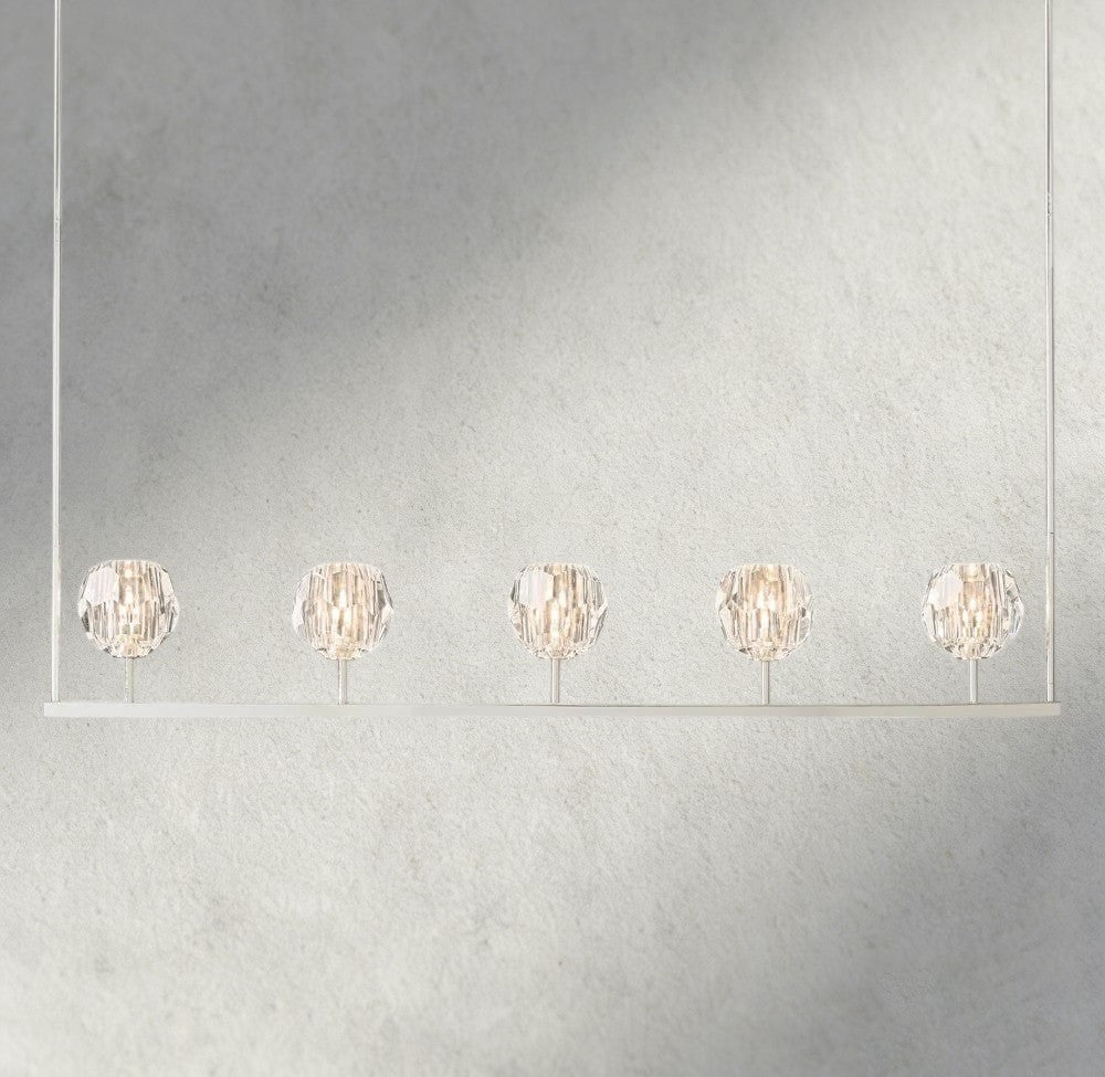 48" / Nickle Boule De Cristal Clear Glass Linear Chandelier 48", 60"