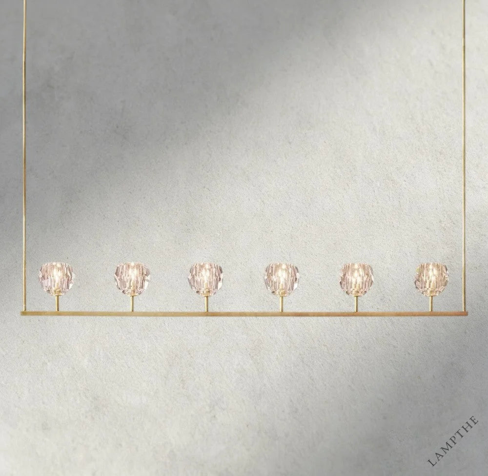 60" / Brass Boule De Cristal Clear Glass Linear Chandelier 48", 60"