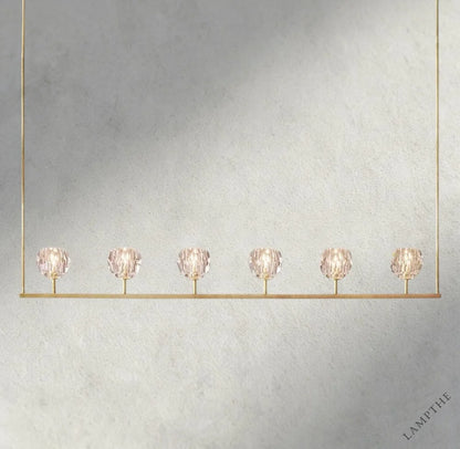60" / Brass Boule De Cristal Clear Glass Linear Chandelier 48", 60"