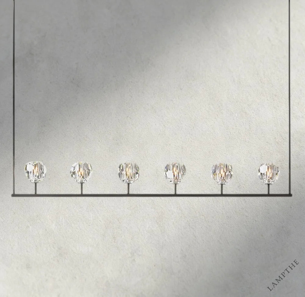 60" / Bronze Boule De Cristal Clear Glass Linear Chandelier 48", 60"