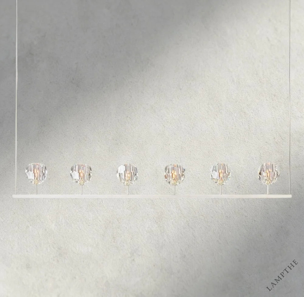 60" / Nickle Boule De Cristal Clear Glass Linear Chandelier 48", 60"