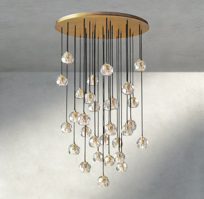 40" / Clear / Brass Boule De Cristal Clear/ Smoke Glass Round Cluster Chandelier 14", 19", 24", 30", 40"
