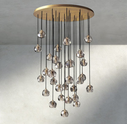 40" / Smoke / Brass Boule De Cristal Clear/ Smoke Glass Round Cluster Chandelier 14", 19", 24", 30", 40"