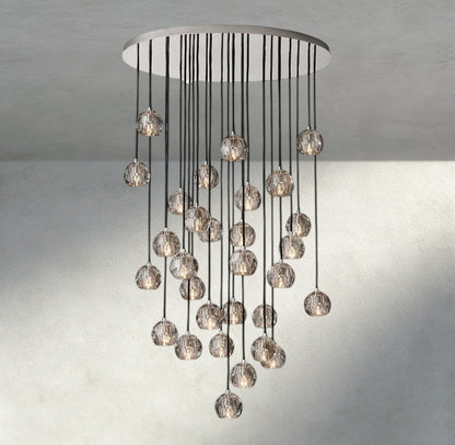 40" / Smoke / Nickle Boule De Cristal Clear/ Smoke Glass Round Cluster Chandelier 14", 19", 24", 30", 40"