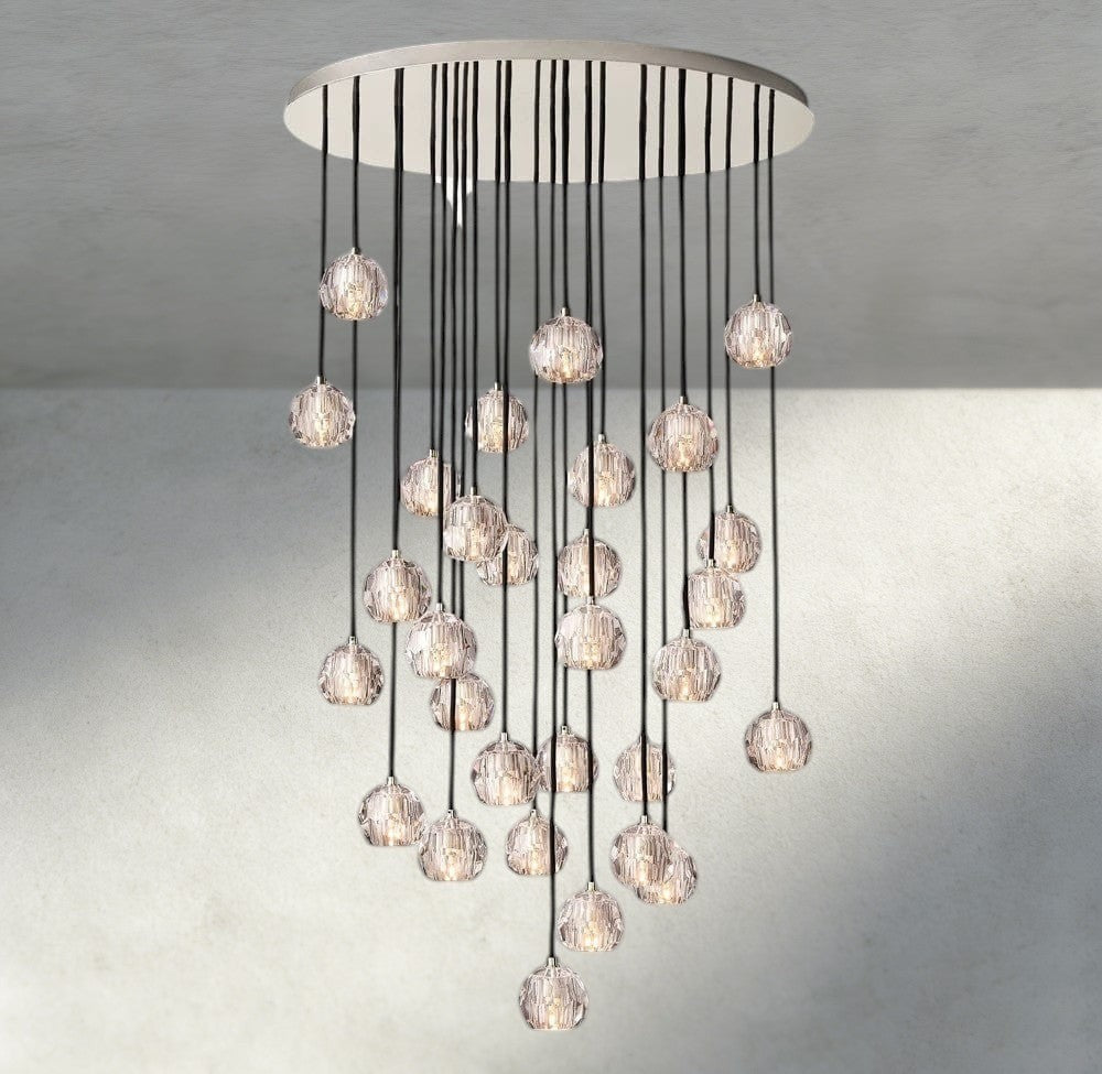 40" / Clear / Nickle Boule De Cristal Clear/ Smoke Glass Round Cluster Chandelier 14", 19", 24", 30", 40"