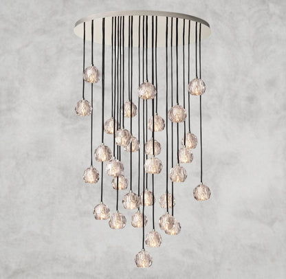 40" / Clear / Nickle Boule De Cristal Clear/ Smoke Glass Round Cluster Chandelier 14", 19", 24", 30", 40"