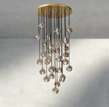 30" / Smoke / Brass Boule De Cristal Clear/ Smoke Glass Round Cluster Chandelier 14", 19", 24", 30", 40"