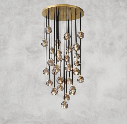 30" / Smoke / Brass Boule De Cristal Clear/ Smoke Glass Round Cluster Chandelier 14", 19", 24", 30", 40"