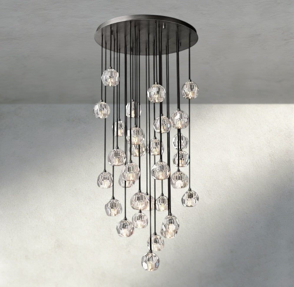 30" / Clear / Bronze Boule De Cristal Clear/ Smoke Glass Round Cluster Chandelier 14", 19", 24", 30", 40"