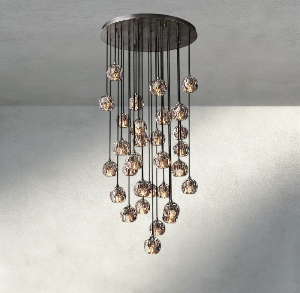 30" / Smoke / Bronze Boule De Cristal Clear/ Smoke Glass Round Cluster Chandelier 14", 19", 24", 30", 40"