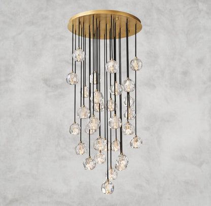 30" / Clear / Brass Boule De Cristal Clear/ Smoke Glass Round Cluster Chandelier 14", 19", 24", 30", 40"