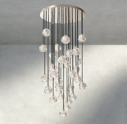 30" / Clear / Nickle Boule De Cristal Clear/ Smoke Glass Round Cluster Chandelier 14", 19", 24", 30", 40"