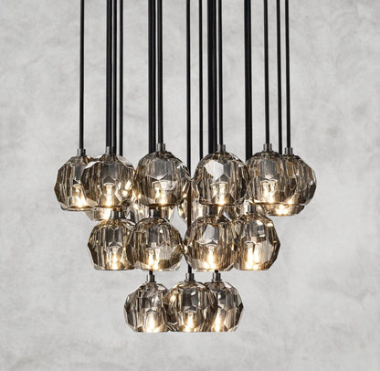 24" / Smoke / Bronze Boule De Cristal Clear/ Smoke Glass Round Cluster Chandelier 14", 19", 24", 30", 40"