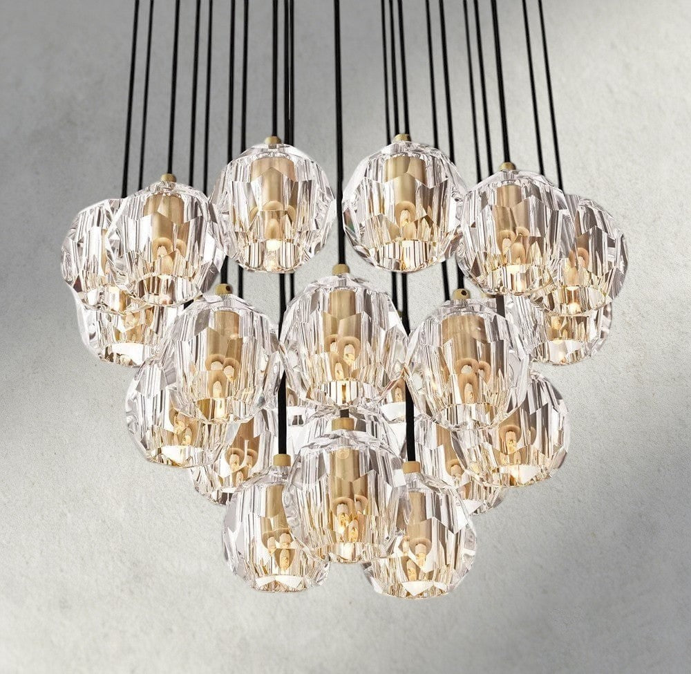24" / Clear / Brass Boule De Cristal Clear/ Smoke Glass Round Cluster Chandelier 14", 19", 24", 30", 40"